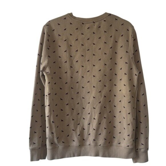 Mens Beige Crewneck Sweatshirt With Dog Print 100% Cotton Size 2XL - Picture 6 of 7